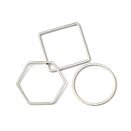 60Pcs 3 Styles Brass Linking Rings, Square & Ring & Hexagon, Mixed Shapes, Platinum, 20x20~22.5x1mm, 20pcs/style(KK-YW0002-35)