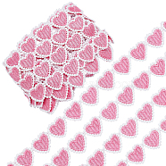 5 Yards Fiber Lace Trims, Heart, Pink, 7/8 inch(23mm)(OCOR-GF0001-91C)