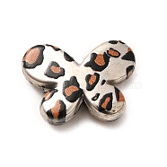 Electroplate & Spay Painted Acrylic Beads, Butterfly with Leopard Print Pattern, Silver, 12x17x4mm, Hole: 1.6mm(OACR-S043-05A-02)