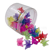 Kids Hair Accessories, Plastic Claw Hair Clips, with Glitter Powder, Butterfly, Mixed Color, 17~18x18~19x21~22mm, 50pcs/box(OHAR-S197-078B)