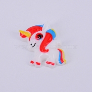 Opaque Resin Cabochon, Unicorn, Red, 20.5x23x4.5mm(RESI-WH0009-33)