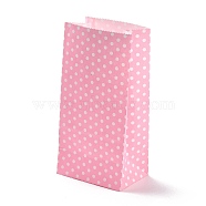 Rectangle Kraft Paper Bags, None Handles, Gift Bags, Polka Dot Pattern, Pearl Pink, 9.1x5.8x17.9cm(CARB-K002-02A-03)