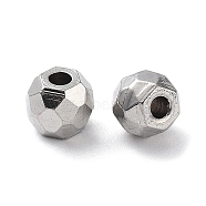 303 Stainless Steel Beads, Diamond Cut, Round, Stainless Steel Color, 5x4mm, Hole: 1.5mm(STAS-Q302-13C-P)