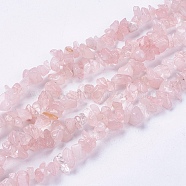 Natural Rose Quartz Stone Bead Strands, Chip, Misty Rose, 4~10x4~6x2~4mm, Hole: 1mm, about 320pcs/strand, 35.4 inch(X-G-R192-03)