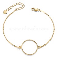 SHEGRACE Simple Design 925 Sterling Silver Bracelet, with Circle, Real 24K Gold Plated, 6-1/4 inch(16cm)(JB227C)
