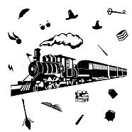 PVC Wall Stickers, for Wall Decoration, Magic Theme, Train Pattern, 800x300mm(DIY-WH0377-047)