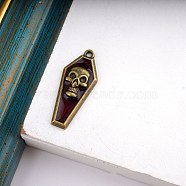 Halloween Alloy Pendants, with Enamel, for DIY Necklace Bracelet Earring Accessories, Coffin, 31x13mm(FIND-SZC0013-235)