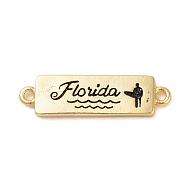 Beach Theme Rack Plating Brass Rectangle Connector Charms, Word Florida Links, Long-Lasting Plated, Cadmium Free & Lead Free, Real 18K Gold Plated, 6x21.5x1.5mm, Hole: 1.2mm(KK-P261-08D-G01)