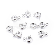 Silver Color Plated Brass Bolt Spring Ring Necklace End Clasps Great for Jewelry Making, 9mm, Hole: 1.5mm(X-KK-H418-S)