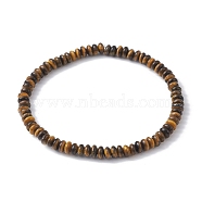 Natural Tiger Eye Rondelle Beaded Stretch Braceletss, Inner Diameter: 2 inch(5.15cm)(BJEW-JB09980-08)
