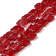 Transparent Glass Beads Strands, Elephant, Dark Red, 10x12x3mm, Hole: 1mm, about 45~48pcs/strand, 17.32 inch(44cm)(GLAA-F114-03A)