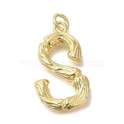 Rack Plating Brass Pendants, Glass Charms, Long-Lasting Plated, Cadmium Free & Lead Free, Real 18K Gold Plated, Letter S, 37.5x30.5x6.7mm, Hole: 5mm(KK-I721-01G-S)