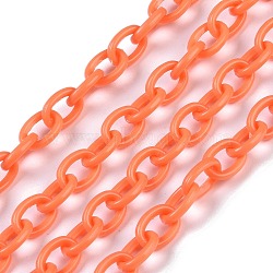 ABS Plastic Cable Chains, without Spool/Card Paper, Oval, Coral, 410mm(KY-XCP0001-32)