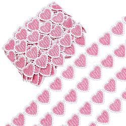 5 Yards Fiber Lace Trims, Heart, Pink, 7/8 inch(23mm)(OCOR-GF0001-91C)