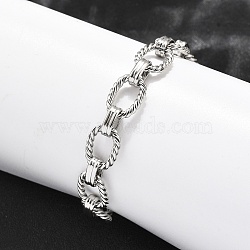 304 Stainless Steel Oval Link Chain Bracelets for Women, Stainless Steel Color, 7-1/8 inch(18cm) Long+28mm Extender(BJEW-R021-09P)