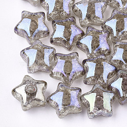 Transparent Crackle Acrylic Beads, Half Drilled Beads, Star, Gray, 15x15.5x9.5mm, Half Hole: 3.5mm(TACR-S148-03F)