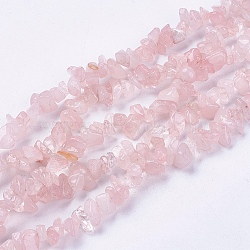 Natural Rose Quartz Stone Bead Strands, Chip, Misty Rose, 4~10x4~6x2~4mm, Hole: 1mm, about 320pcs/strand, 31 inch(X-G-R192-03)