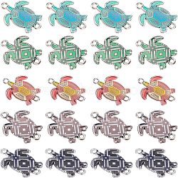 Nbeads 40Pcs Alloy Links Connectors, with Enamel, Platinum, Tortoise, Random Single Color or Random Mixed Color, 24x18x2mm, Hole: 1.5~1.8mm(FIND-NB0001-88)