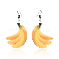 Acrylic & Alloy Dangle Earrings, Platinum, Banana, 70x39mm(WGEBD91-05)