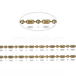 Brass Ball Chains, Ball & Bar Faceted Beaded Chains, Long-Lasting Plated, Soldered, with Spool, Cadmium Free & Nickel Free & Lead Free, Antique Bronze, 4.6x2.3mm and 2.3mm, about 16.4 Feet(5m)/roll(X-CHC-S008-010B-AB)