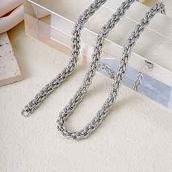 Chic Hip-hop 7mm Stainless Steel Twisted Rope Necklaces Fashionable Colorful Accessory Trendy Style, Stainless Steel Color, 23.62 inch(60cm)(CT6434-2)