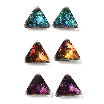 Resin Imitation Opal Cabochons, Single Face Faceted, Triangle, Mixed Color, 6x6.5x3.5mm