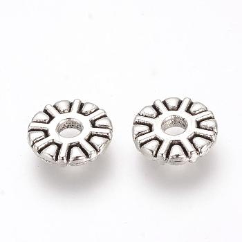 Tibetan Style Alloy Beads, Cadmium Free & Lead Free, Disc, Antique Silver, 9x2mm, Hole: 2mm, about 1750pcs/1000g