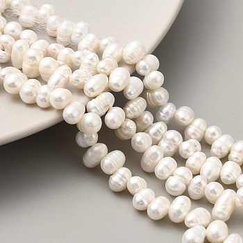 Natural Cultured Freshwater Pearl Beads Strands, Top Drilled, Rice, Grade 3A, Old Lace, 4~5mm, Hole: 0.5mm, about 43pcs/strand, 7.09 inch(18cm)