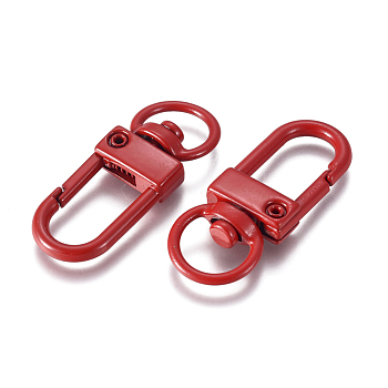 Baking Painted Alloy Swivel Clasps, Swivel Snap Hook, with Iron Findings, Red, 33.5x13x5mm, Hole: 6x9.5mm