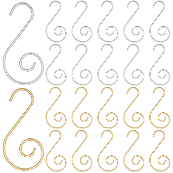 200Pcs 2 Colors Iron S-Hook Clasps, S-Shaped Wire Hook, for DIY Crafts, Hanging Jewelry, Key Chain, Tags, Platinum & Golden, 39.5x19x1mm, Hole: 8.5mm, 100pcs/color