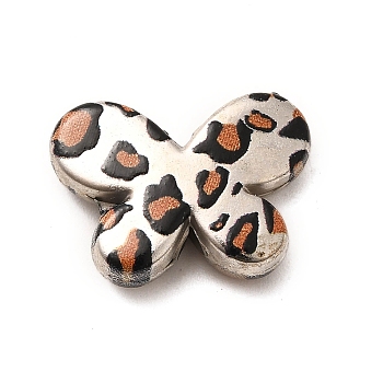 Electroplate & Spay Painted Acrylic Beads, Butterfly with Leopard Print Pattern, Silver, 12x17x4mm, Hole: 1.6mm