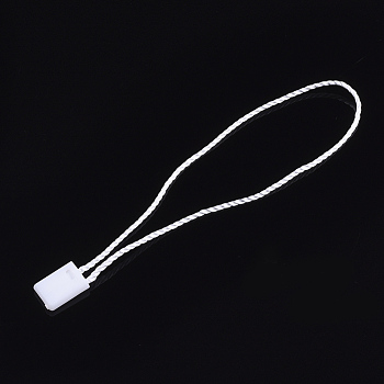 Polyester Cord with Seal Tag, Plastic Hang Tag Fasteners, White, 190~195x1mm, Seal Tag: 11x8x3mm and 9x3x2mm, about 1000pcs/bag