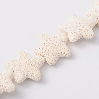 Star Synthetic Lava Rock Beads Strands, Dyed, White, 25x26x7mm, Hole: 1mm, about 18pcs/strand, 16.5 inch