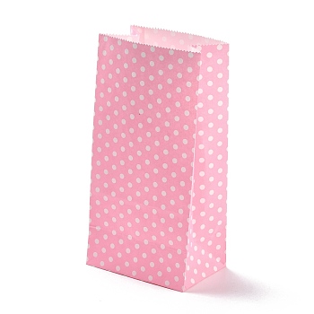 Rectangle Kraft Paper Bags, None Handles, Gift Bags, Polka Dot Pattern, Pearl Pink, 9.1x5.8x17.9cm