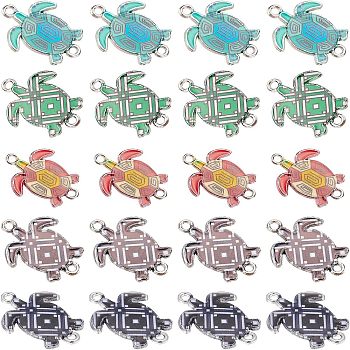 Nbeads 40Pcs Alloy Links Connectors, with Enamel, Platinum, Tortoise, Random Single Color or Random Mixed Color, 24x18x2mm, Hole: 1.5~1.8mm