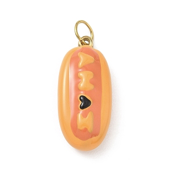 304 Stainless Steel Enamel Pendants, with Jump Ring, Imitation Food Charms, Cadmium Free & Nickel Free & Lead Free, Golden, Food, 26.5x12x8mm, Hole: 4mm