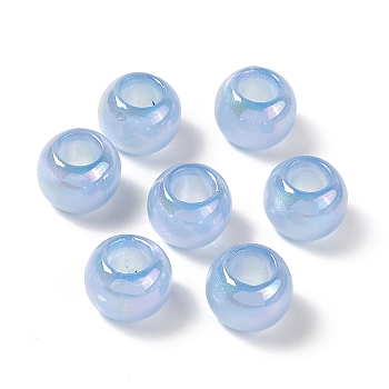 Opaque Acrylic Beads, AB Color, Rondelle, Light Sky Blue, 17.5x14mm, Hole: 8.8mm