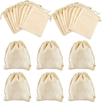 Rectangle Velvet Pouches, Candy Gift Bags Party Wedding Favors Bags, Beige, 12x10cm