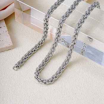 Chic Hip-hop 7mm Stainless Steel Twisted Rope Necklaces Fashionable Colorful Accessory Trendy Style, Stainless Steel Color, 23.62 inch(60cm)