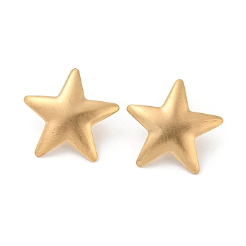 Light Gold 304 Stainless Steel Stud Earrings, Star, 28x29mm