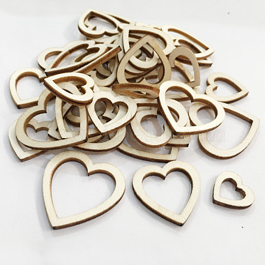 Tranches de disques en forme de coeur en bois non fini(WOCR-PW0001-014C)-5