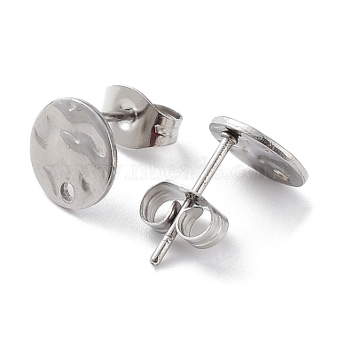 Non-Tarnish 201 Stainless Steel Flat Round Stud Earring Findings(STAS-K259-19A-P)-2