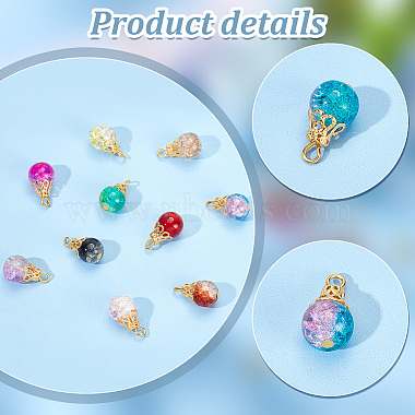 100Pcs 10 Color Spray Painted Crackle Glass Pendant(PALLOY-AB00225)-4