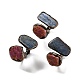 Irregular Rectangle Natural Ruby & Kyanite/Cyanite/Disthene Open Cuff Rings(RJEW-M157-18R)-1