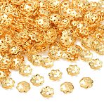 925 Sterling Silver Bead Caps, Multi-Petal, Flower, Real 18K Gold Plated, 5x1.2mm, Hole: 1.2mm, about 250pcs/10g(STER-C007-03C-G)