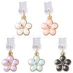 5Pcs Plastic Mobile Dustproof Plugs, with Alloy Enamel Flower Pendants, Golden, Mixed Color, 32mm(HJEW-FS00094)