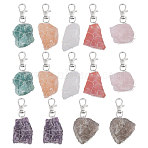 14Pcs 7 Color Natural & Synthetic Gemstone Pendant Decoration, with Iron Lobster Claw Clasps, Nuggets, 90~110mm, 2pcs/color(HJEW-CA00057)
