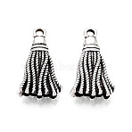 Tibetan Style Alloy Pendants, Tassels Charms, Antique Silver, 20x11.5x5mm, Hole: 1.6mm(TIBEP-T054-04AS)