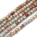 Dyed Natural Regalite/Imperial Jasper/Sea Sediment Jasper Beads Strands, Round Impression Jasper, Light Sky Blue, 3mm, Hole: 1.2mm, about 59pcs/strand, 7.68''(19.5cm)(G-B124-C05-04)