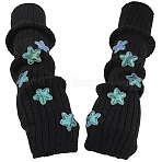 Women's Polyester Star Knitted Fingerless Warm Gloves, Black, 407~422x78~83x8mm(AJEW-WH20054-430)